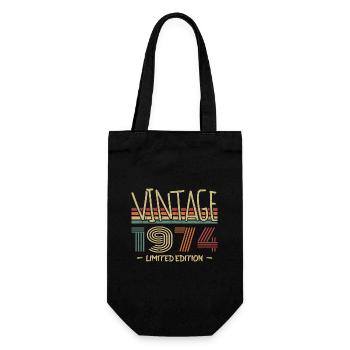 Vintage 1974 Retro 1974 Birthday Gift - Gift Bag for Bottles - black - Front