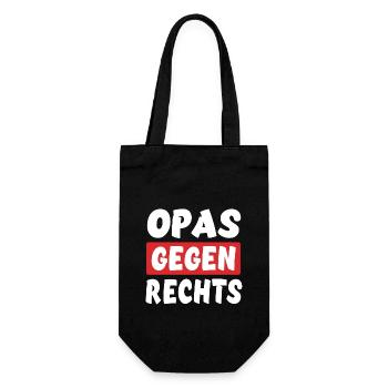 Opas Gegen Rechts - Rechts Nein Danke - Geschenkbeutel für Flaschen - Schwarz - Vorne