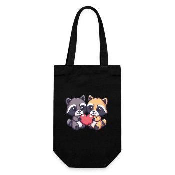 Waschbär Paar Liebe Valentinstag - Geschenkbeutel für Flaschen - Schwarz - Vorne