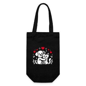Freundschaft Hund und Katze Freunde für immer - Geschenkbeutel für Flaschen - Schwarz - Vorne