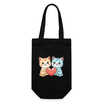 Katze Paar Liebe Valentinstag - Geschenkbeutel für Flaschen - Schwarz - Vorne