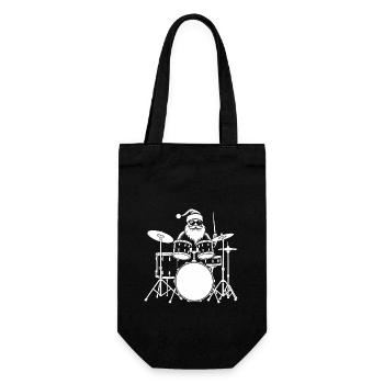 Santa Claus Schlagzeug-Set, Vintage Drummer - Geschenkbeutel für Flaschen - Schwarz - Vorne