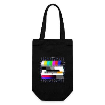 Tube TV test pattern - distorted - 80s - Gift Bag for Bottles - black - Front
