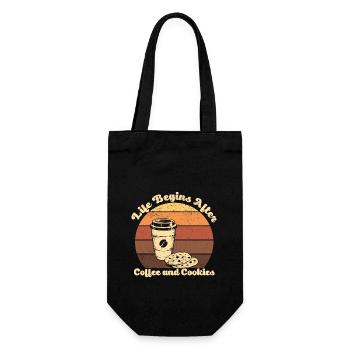 Retro Life Begins After Coffee And Cookies Vintage - Gift Bag for Bottles - black - Front