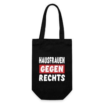 Hausfrauen Gegen Rechts - Rechts Nein Danke - Geschenkbeutel für Flaschen - Schwarz - Vorne