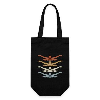 Swimming, Butterfly, Swimming Pool, Retro, Vintage - Gift Bag for Bottles - black - Front