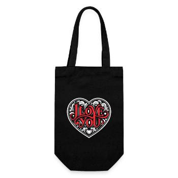 I love You - Valentine' Day - Love - Gift - Gift Bag for Bottles - black - Front