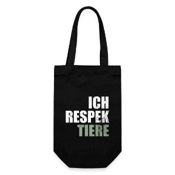 Ich Respektiere Tiere Tierschutz Vegan - Geschenkbeutel für Flaschen - Schwarz - Vorne