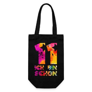 ICH BIN SCHON 11 EINHORN 11. GEBURTSTAG - Geschenkbeutel für Flaschen - Schwarz - Vorne