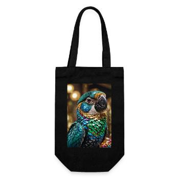 parrot,colorful,sequins,shiny,nature - Gift Bag for Bottles - black - Front