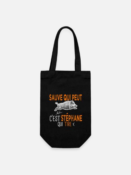 Stéphane c est stephane qui tire Humour Chasseur - Sac à bouteille - noir