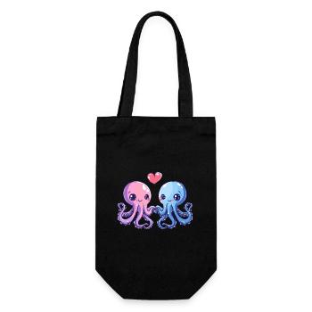 Oktopus Paar Liebe Valentinstag - Geschenkbeutel für Flaschen - Schwarz - Vorne