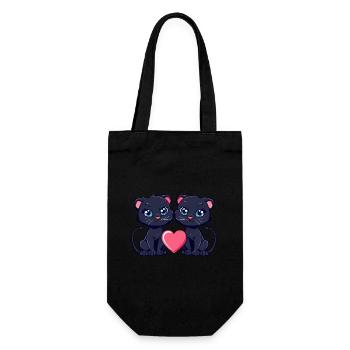 Panther Paar Liebe Valentinstag - Geschenkbeutel für Flaschen - Schwarz - Vorne