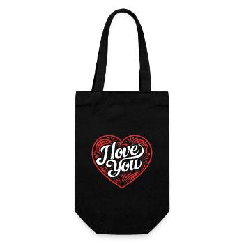 I love You - Valentine' Day - Liebe - Geschenk - Geschenkbeutel für Flaschen - Schwarz - Vorne