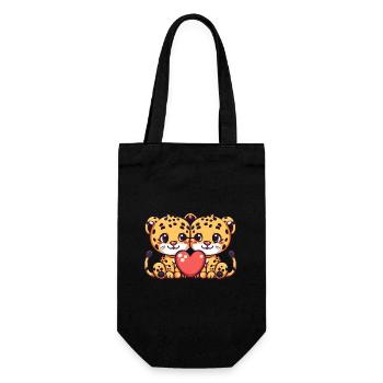 Leopard Paar Liebe Valentinstag - Geschenkbeutel für Flaschen - Schwarz - Vorne