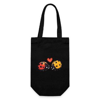 Marienkäfer Paar Liebe Valentinstag - Geschenkbeutel für Flaschen - Schwarz - Vorne