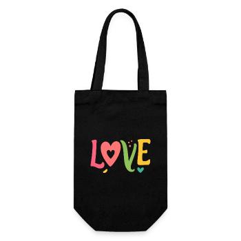 LOVE Pop Art – Modern & Knallig fürs Herz - Geschenkbeutel für Flaschen - Schwarz - Vorne