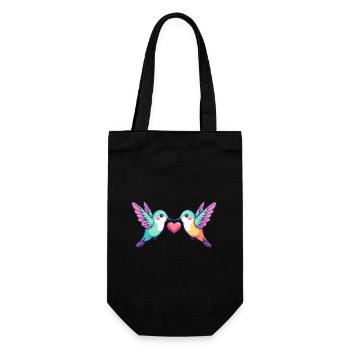 Colibri oiseau couple amour Saint-Valentin - Sac à bouteille - noir - Devant