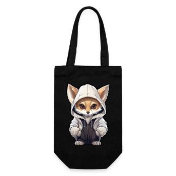 Cooler Fennec Fuchs in Freizeitkleidung - Geschenkbeutel für Flaschen - Schwarz - Vorne
