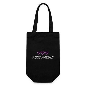 Just Married Wedding Hearts - Gift Bag for Bottles - black - Front
