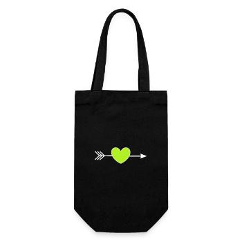 coeur vert coeurs verts couple cadeau - Sac à bouteille - noir - Devant