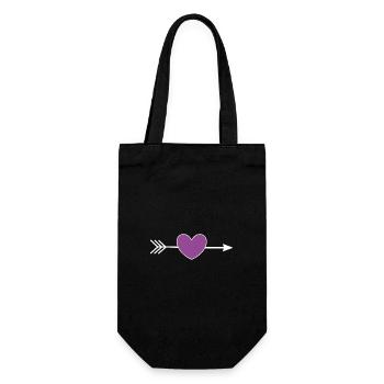 Coeur Violet Blanc avec Flèche Saint Valentin - Sac à bouteille - noir - Devant