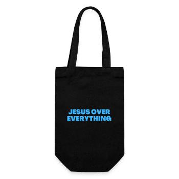 Jesus über allem - Christliche Zitate - Geschenkbeutel für Flaschen - Schwarz - Vorne