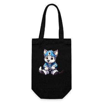 Husky joue au hockey sur glace, à la conception sportive de chiens - Sac à bouteille - noir - Devant