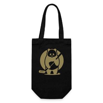 Panda Eishockey Spieler Silhouette - Geschenkbeutel für Flaschen - Schwarz - Vorne