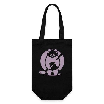 Panda Eishockey Spieler Silhouette - Geschenkbeutel für Flaschen - Schwarz - Vorne