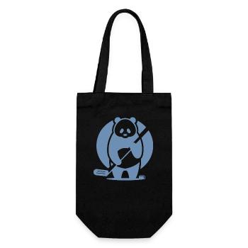 Panda Eishockey Spieler Silhouette - Geschenkbeutel für Flaschen - Schwarz - Vorne