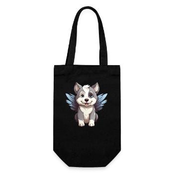 Husky Angel - Cute dog with heavenly - Gift Bag for Bottles - black - Front