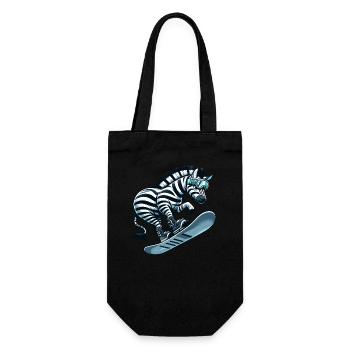 Zebra Snowboard Snowboarder Snowboard Mignon Bande Dessinée - Sac à bouteille - noir - Devant