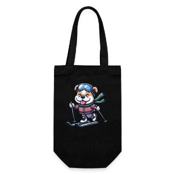 Bulldog Terrier Ski Skier Dog - Gift Bag for Bottles - black - Front