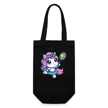 Licorne mignonne en tant que joueur de tennis - Drôle - Sac à bouteille - noir - Devant