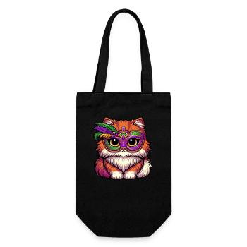 Mardi Gras chat persan, chat déguisé - Sac à bouteille - noir - Devant