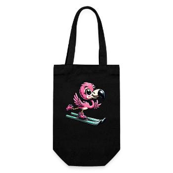 Flamingoski - Comic Skier Holidays - Gift Bag for Bottles - black - Front