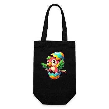 Easter Parrot Hatches from Egg - Gift Bag for Bottles - black - Front