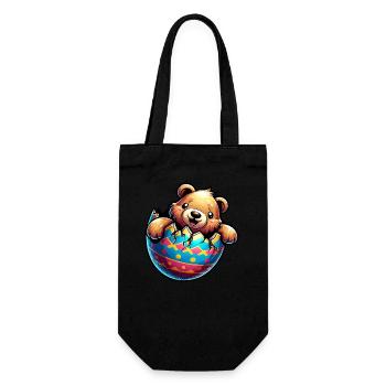 Easter Bear Hatches from Easter Egg: Sweets - Gift Bag for Bottles - black - Front
