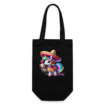 Cinco de Mayo Süßes Einhorn Cartoon mit Grünen - Geschenkbeutel für Flaschen - Schwarz - Vorne