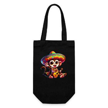 Cinco de Mayo mignon singe guitariste dessin animé Design - Sac à bouteille - noir - Devant