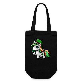 St. Patrick's Unicorn Cartoon - Gift Bag for Bottles - black - Front