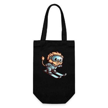 Lion on Ski Winter Adventure - Gift Bag for Bottles - black - Front