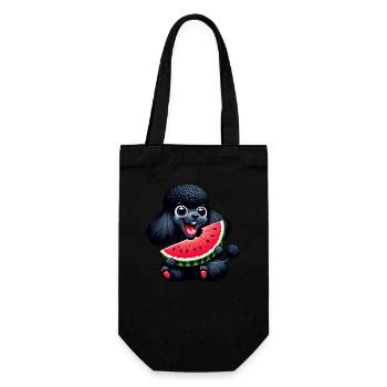 Pudel mit Wassermelone Sommerdesign - Geschenkbeutel für Flaschen - Schwarz - Vorne