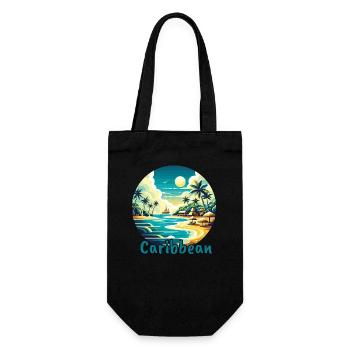 Karibik Urlaub Amerikanischer Strand - Geschenkbeutel für Flaschen - Schwarz - Vorne
