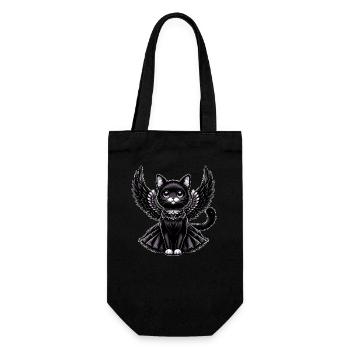 Schwarze Katze Gothic Engel Flügel Barock - Geschenkbeutel für Flaschen - Schwarz - Vorne