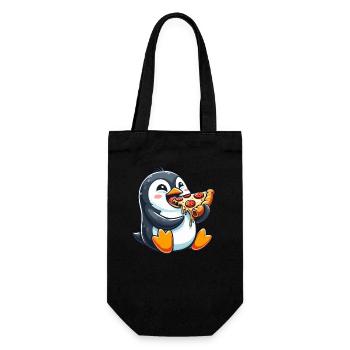 Pingouin Pizza Drôle Nourriture Bande Dessinée De Restauration Rapide - Sac à bouteille - noir - Devant