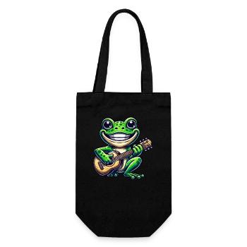 Grenouille mignonne avec guitare - Sac à bouteille - noir - Devant