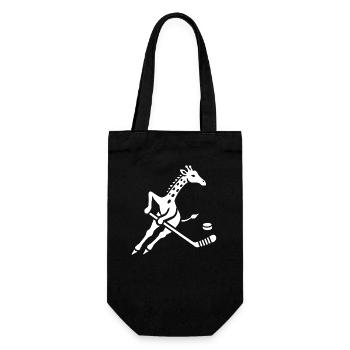 Giraffe Eishockeyspieler Silhouette Minimalistisch - Geschenkbeutel für Flaschen - Schwarz - Vorne