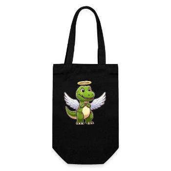 Mignon Dino Trex Angel Dessin animé Ailes de dinosaure - Sac à bouteille - noir - Devant
